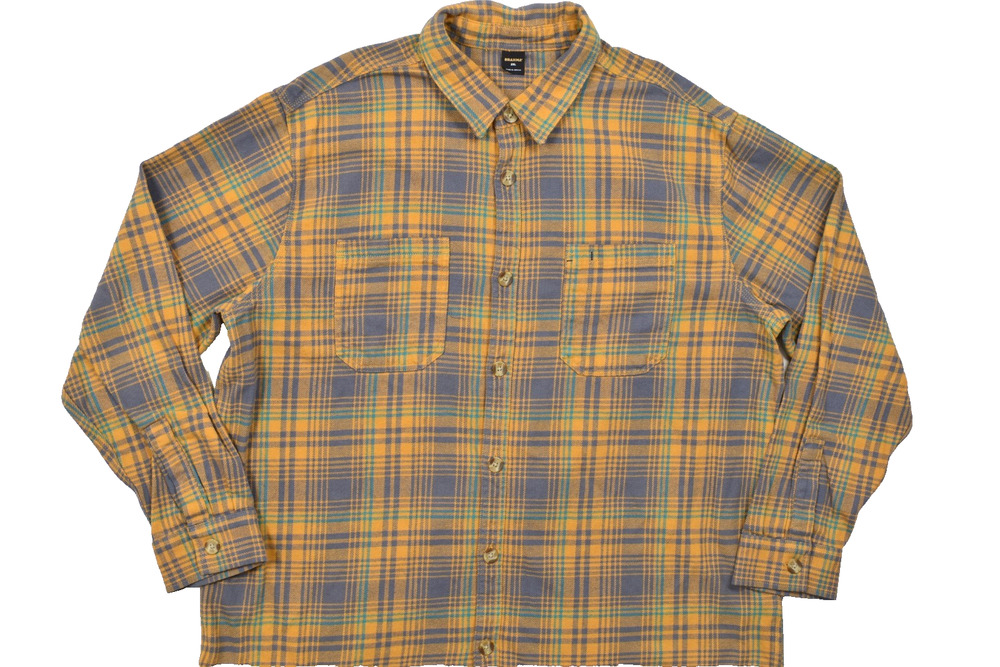 Brahma Men's Size 2XL Plaid Flannel Long Sleeve Button Down Shirt Yellow Blue